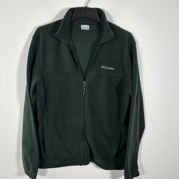 Columbia Fleece Jacket Mens Large Dark Green Full Zip Pockets Outdoor Hiking - Picture 6 of 6